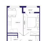 1-комн, 37 кв м, этаж 6/9 улица Академика Герасимова, 9