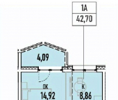 1-комн, 42 кв м, этаж 9/19 Донская улица, 5Г