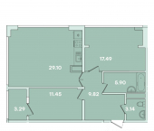 2-комн, 80 кв м, этаж 8/16 улица Петрова, 18/1