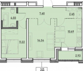 2-комн, 53кв м, этаж 4/13 Иркутск, улица Сибирских Партизан, 1А/1