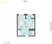 1-комн, 38 кв м, этаж 2/9 рабочий посёлок Маркова