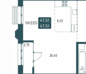 1-комн, 48 кв м, этаж 12/18 Старо-Кузьмихинская улица, 39/1