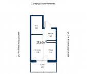 1-комн, 27 кв м, этаж 16/18 ул Румянцева, 36/1