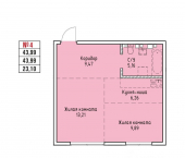 2-комн, 44 кв м, этаж 2/19 ул Култукская, 13